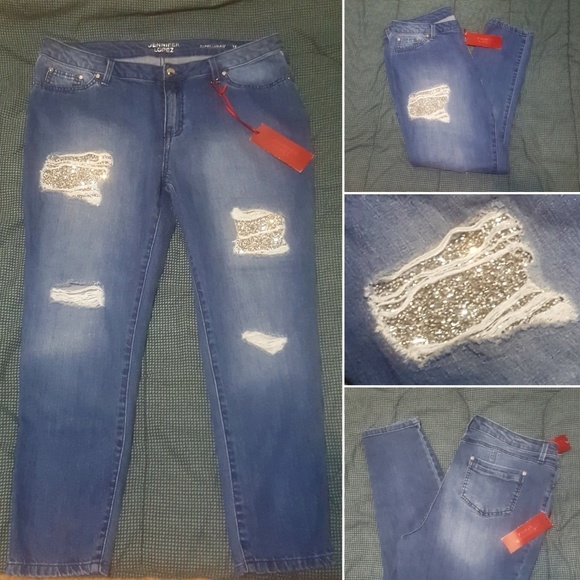 jeans with glitter patches